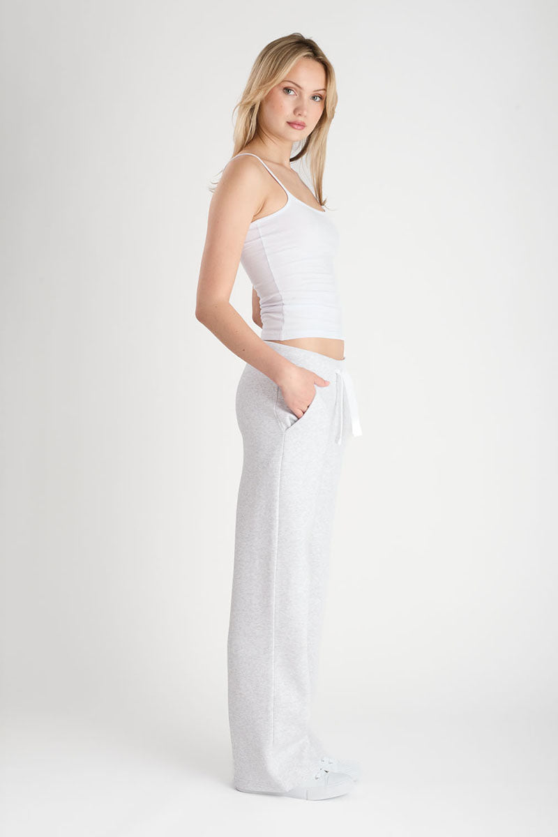 Mädchen-Jogginghose, gerade, weit, hellgrau