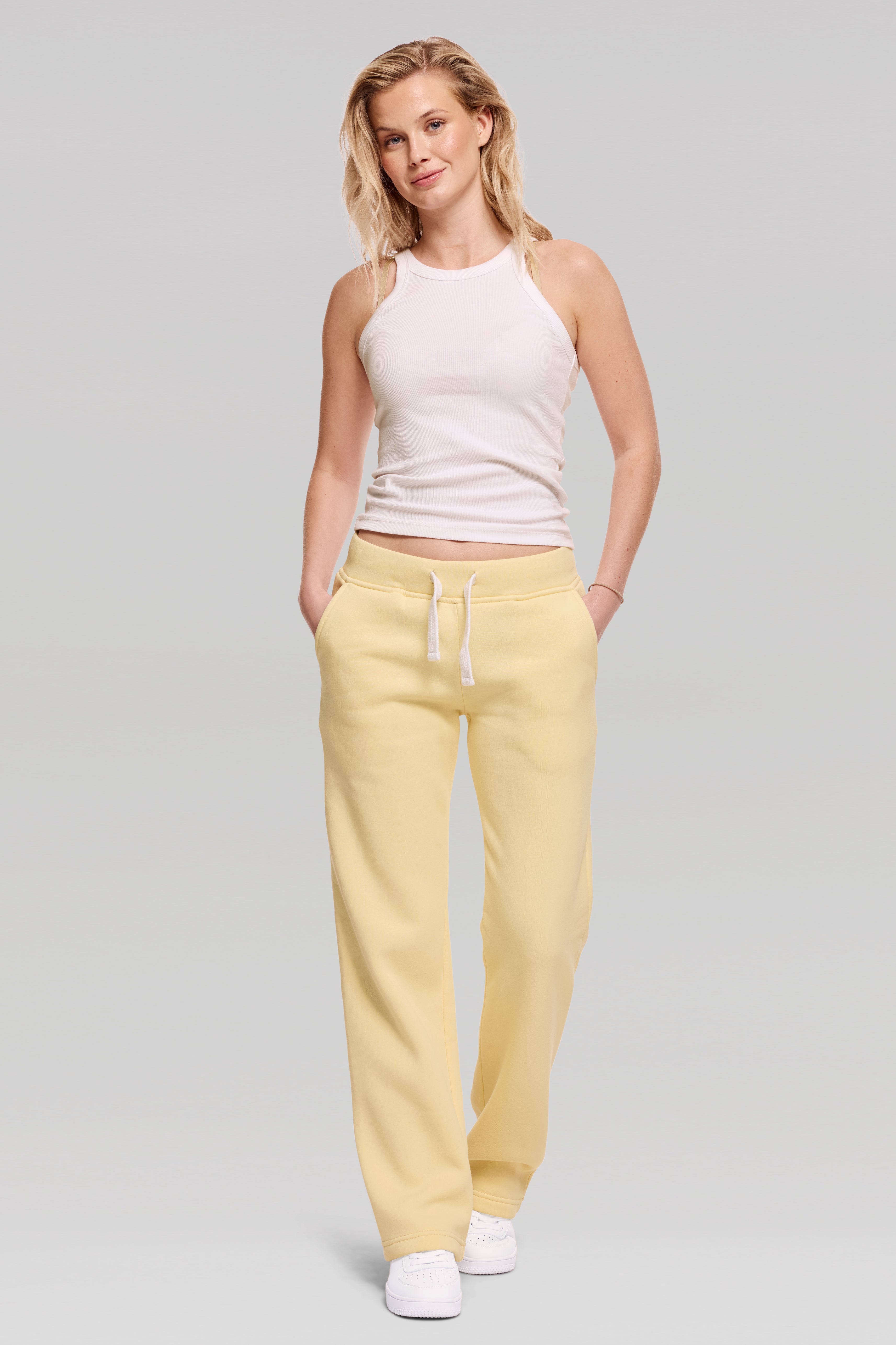 Jogginghose für Mädchen, gerades Bein, Zitrone
