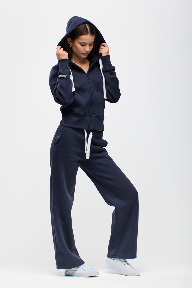 Hoodzip Mädchen Cropped Navy