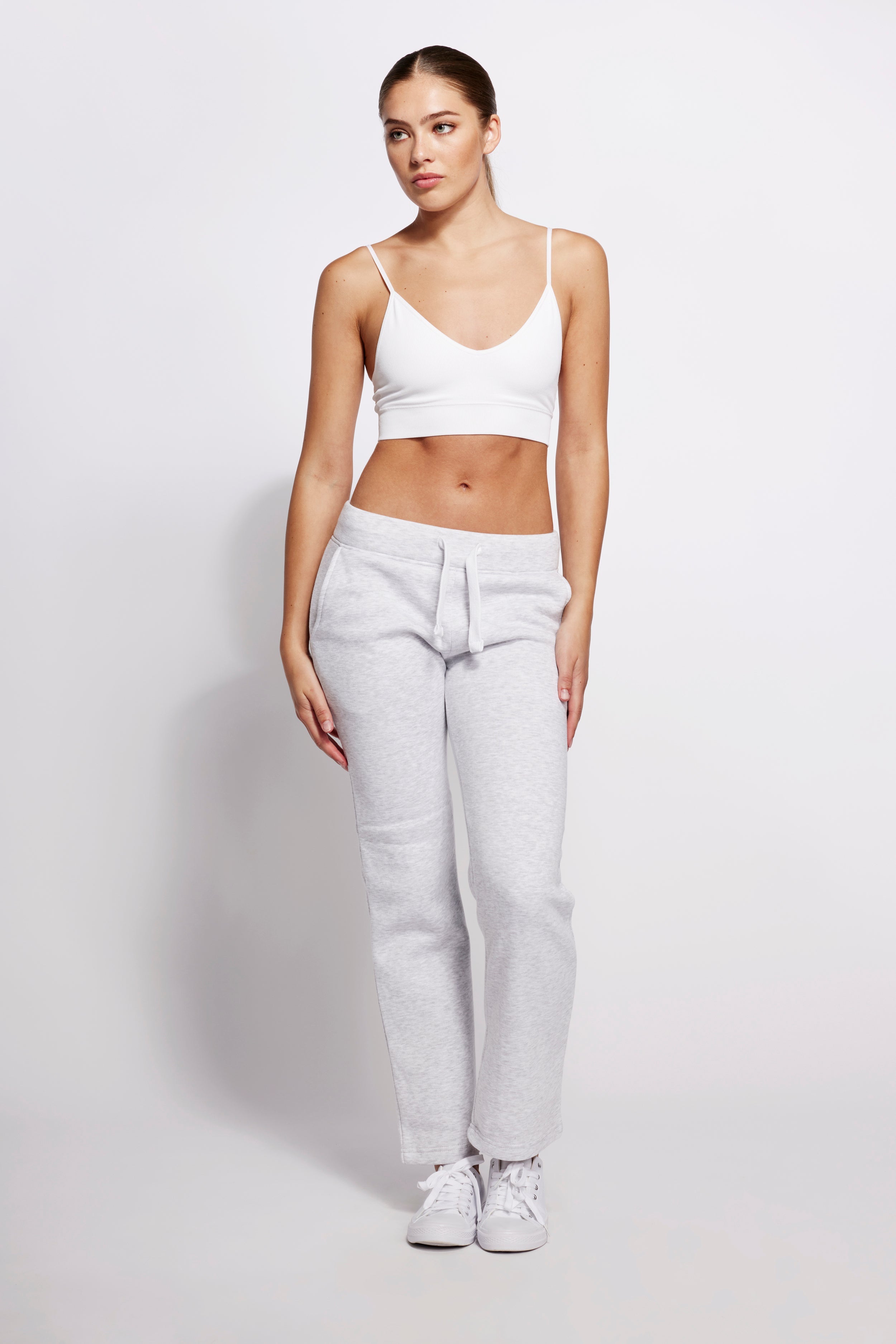 Mädchen-Jogginghose mit geradem Bein, hellgrau